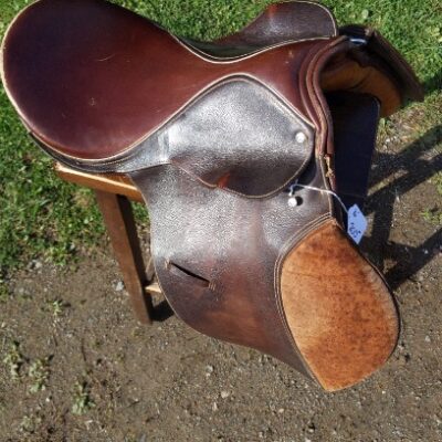 Dark Brown Leather Spring Tree Saddle with Suede Knee Pads