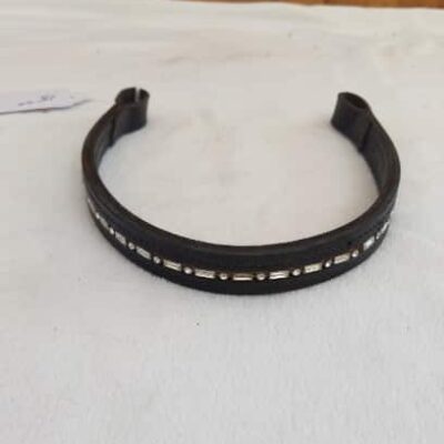Black Leather Bejeweled Brow Band