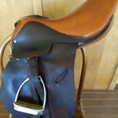 Two Toned Leather Saddle 17" with Stirrups