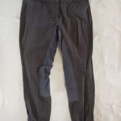 Full Seat Grey Plad Breeches Large
