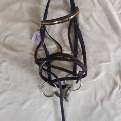 Black and Gold Bridle with Loose Ring Snaffle