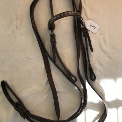 Blue Jewelled Western Bridle with Reins