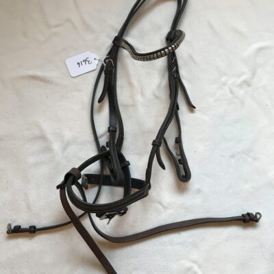 Brown Leather Bridle with Silver Browband and Drop Noseband