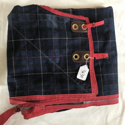 Plaid Jean Stable Blanket Red Trimmed 80 Inches