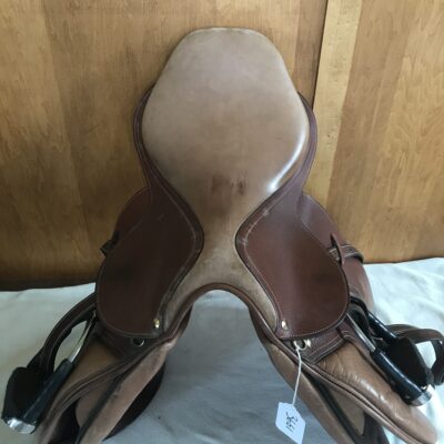 Two Toned Brown Leather All Purpose Saddle with Stirrups 17.5