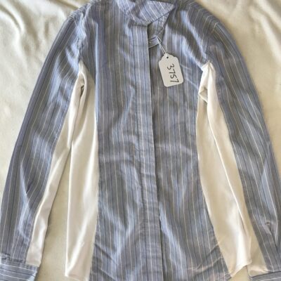 Blue and White Romph Equestrian Pin Striped Long Sleeve Show Shirt 30