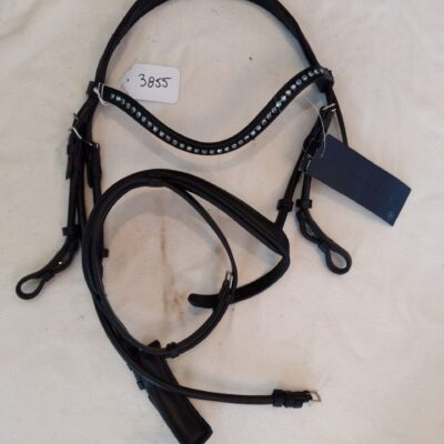 Mondega Black Leather Dressage Bridle with Bling