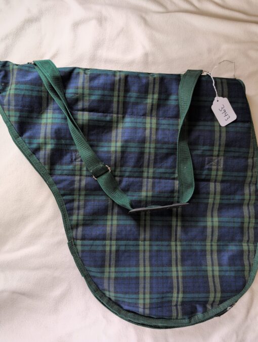 Green and Navy Plaid Saddle Bag