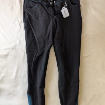 Elation Platinum Black and Aqua Half Seat Breeches 30R