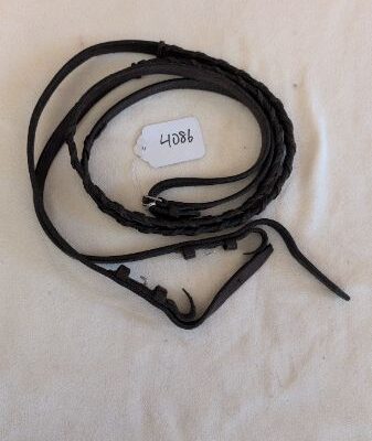Dark Brown Leather Braided Reins