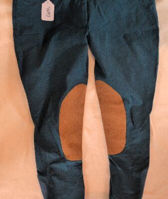 Elation Platinum Aqua and Beige Half Seat Breeches 36R