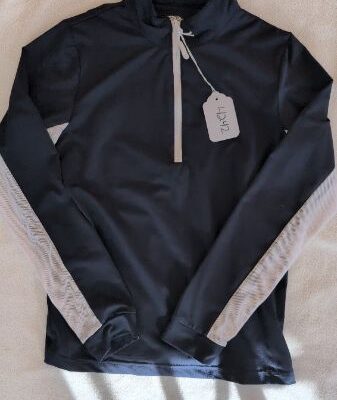 Tempo Navy Long Sleeve Zip Up Polo Kids M